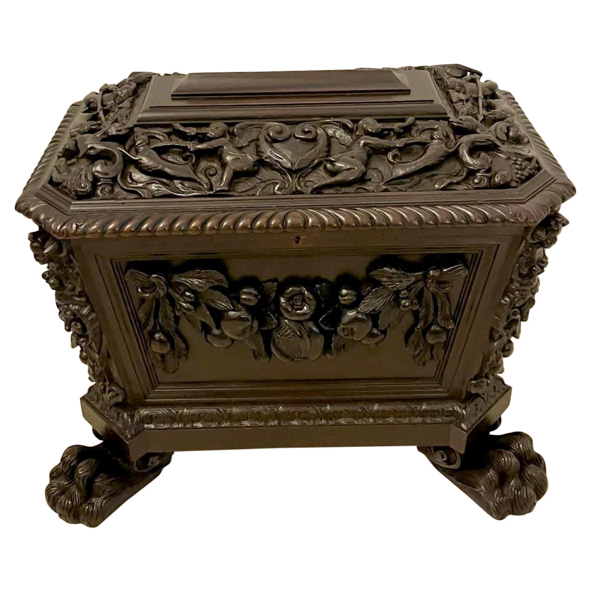 Outstanding Quality Antique Victorian Freestanding Carved Oak Wine Cooler  For Sale