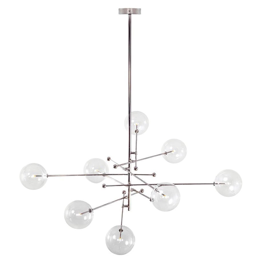 RD15 8 Arms Polished Nickel Chandelier by Schwung For Sale