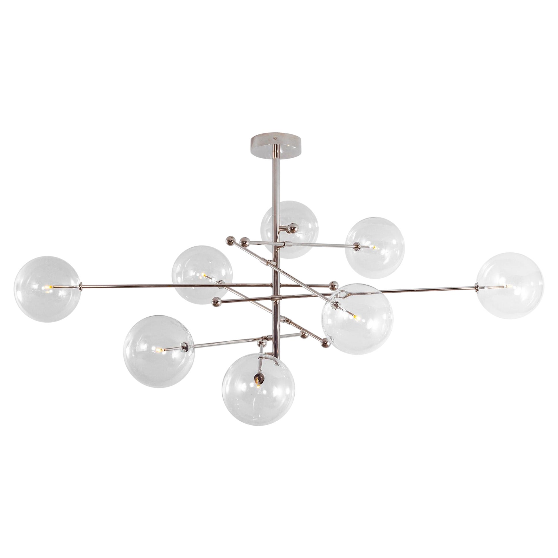 RD15 12 Arms Polished Nickel Chandelier by Schwung For Sale