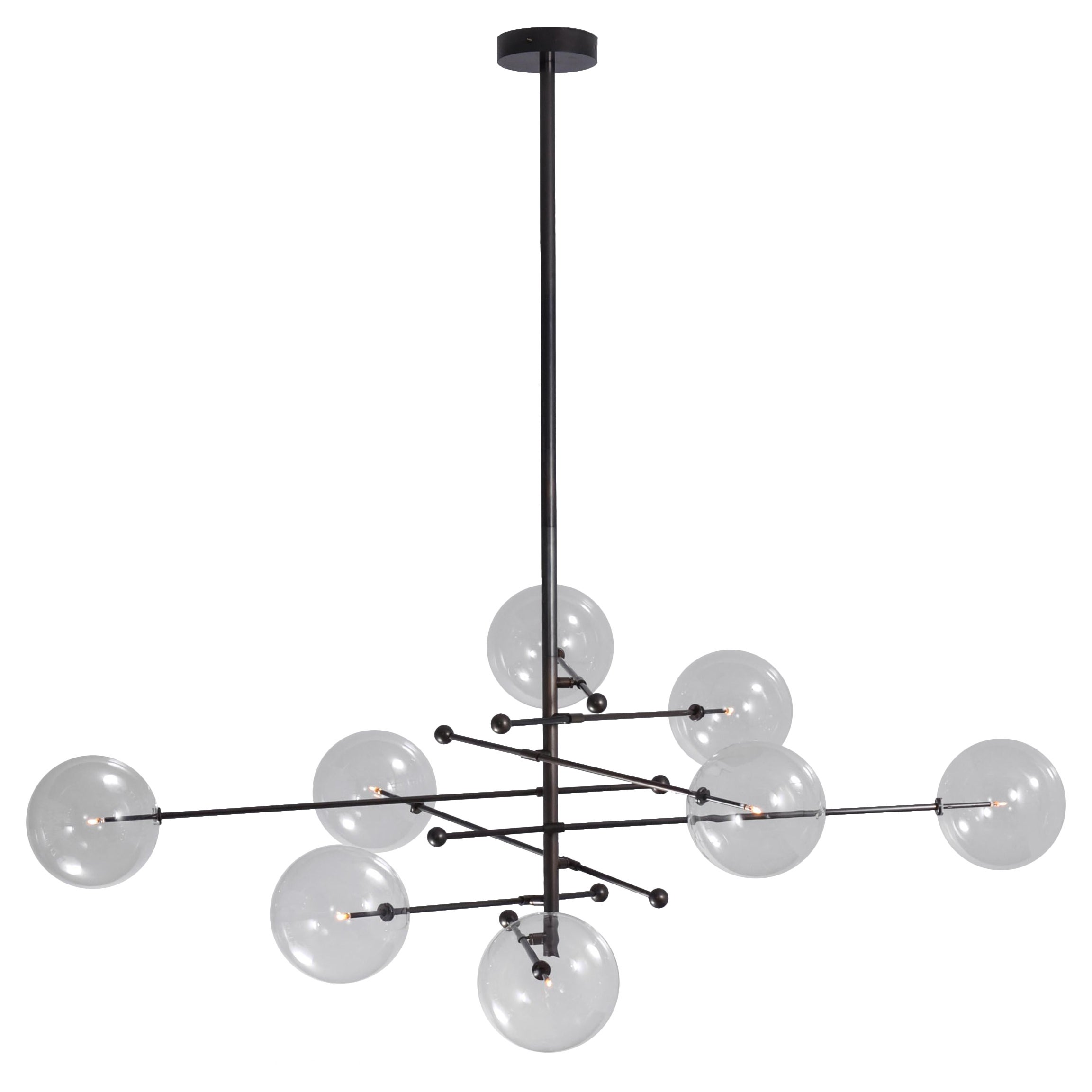 RD15 8 Arms Black Gunmetal Chandelier by Schwung For Sale