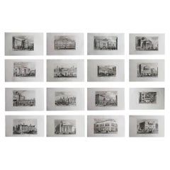 Set of 16 Antique Architectural Prints, London Buildings, Circa 1840