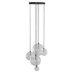 Cluster 5 Mix Polished Nickel Chandelier by Schwung