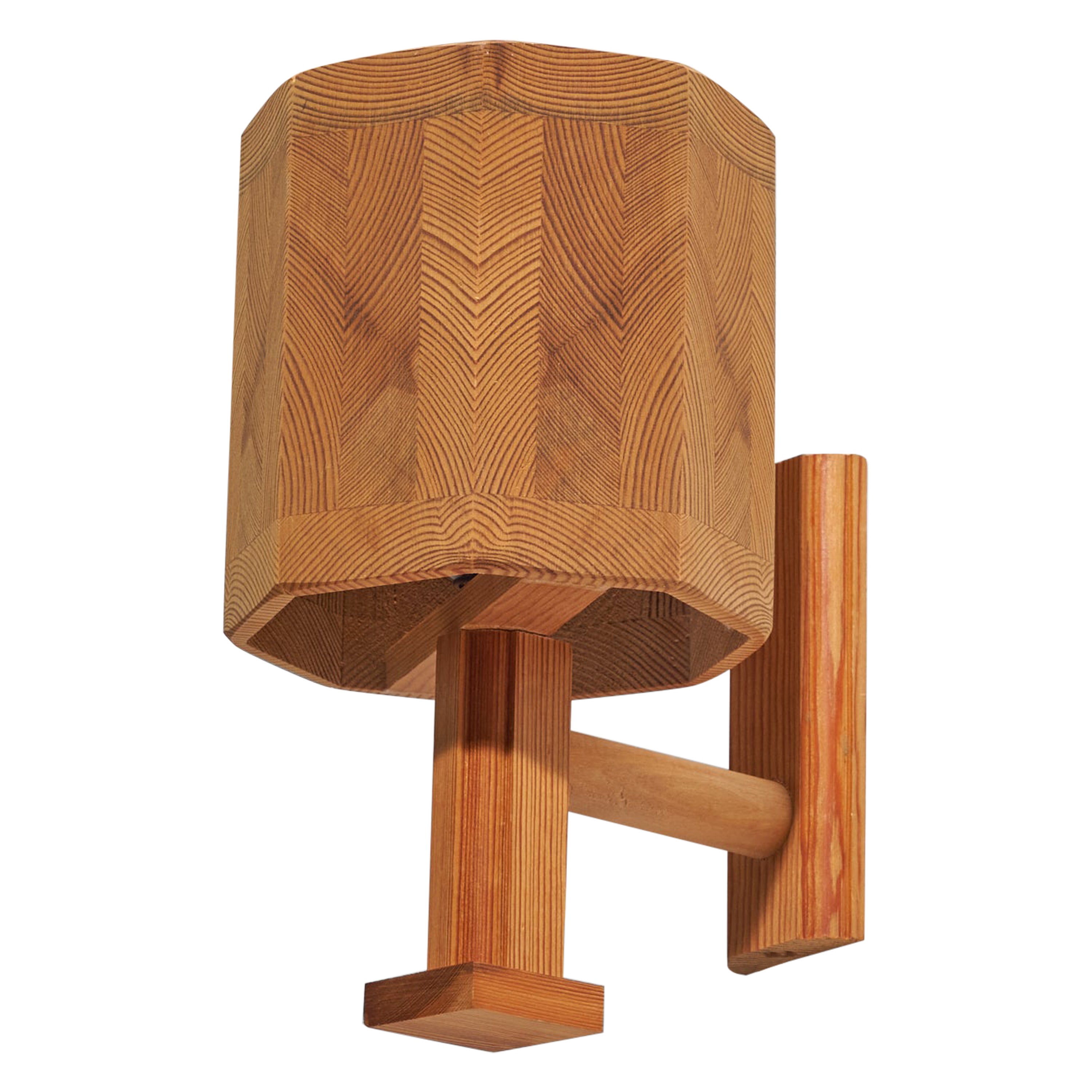 Swedish Designer, Sconce, Pine, Sweden, 1970s For Sale