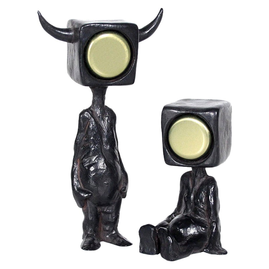 Set of 2 "the Curious Golden Duo"  Sculptures by Martin Smiida, Germany 2000 For Sale