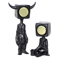 Set of 2 "the Curious Golden Duo"  Sculptures by Martin Smiida, Germany 2000