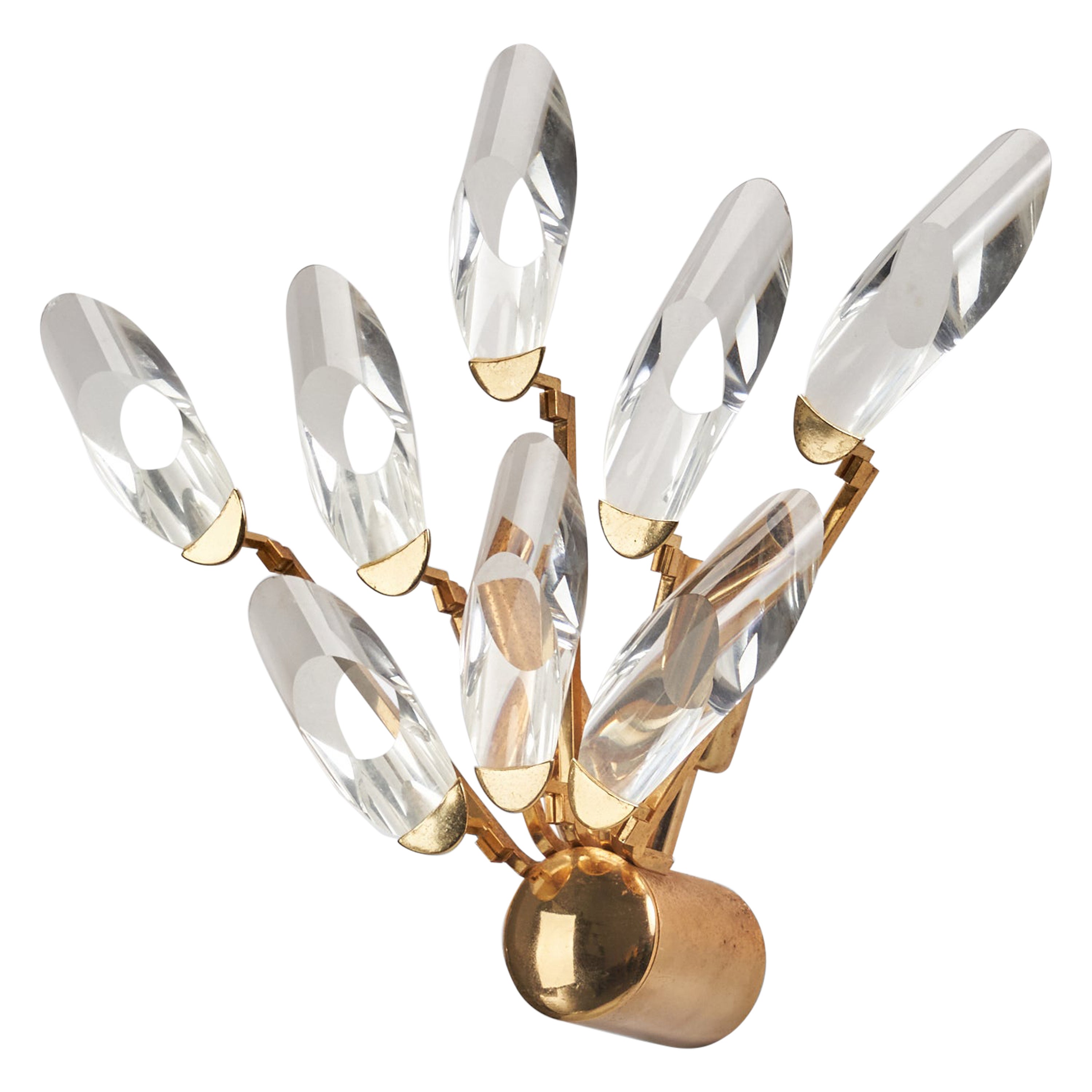 Sconce di design italiano, ottone, vetro, Italia, anni '1970