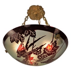 French Cameo Glass Pendant Chandelier