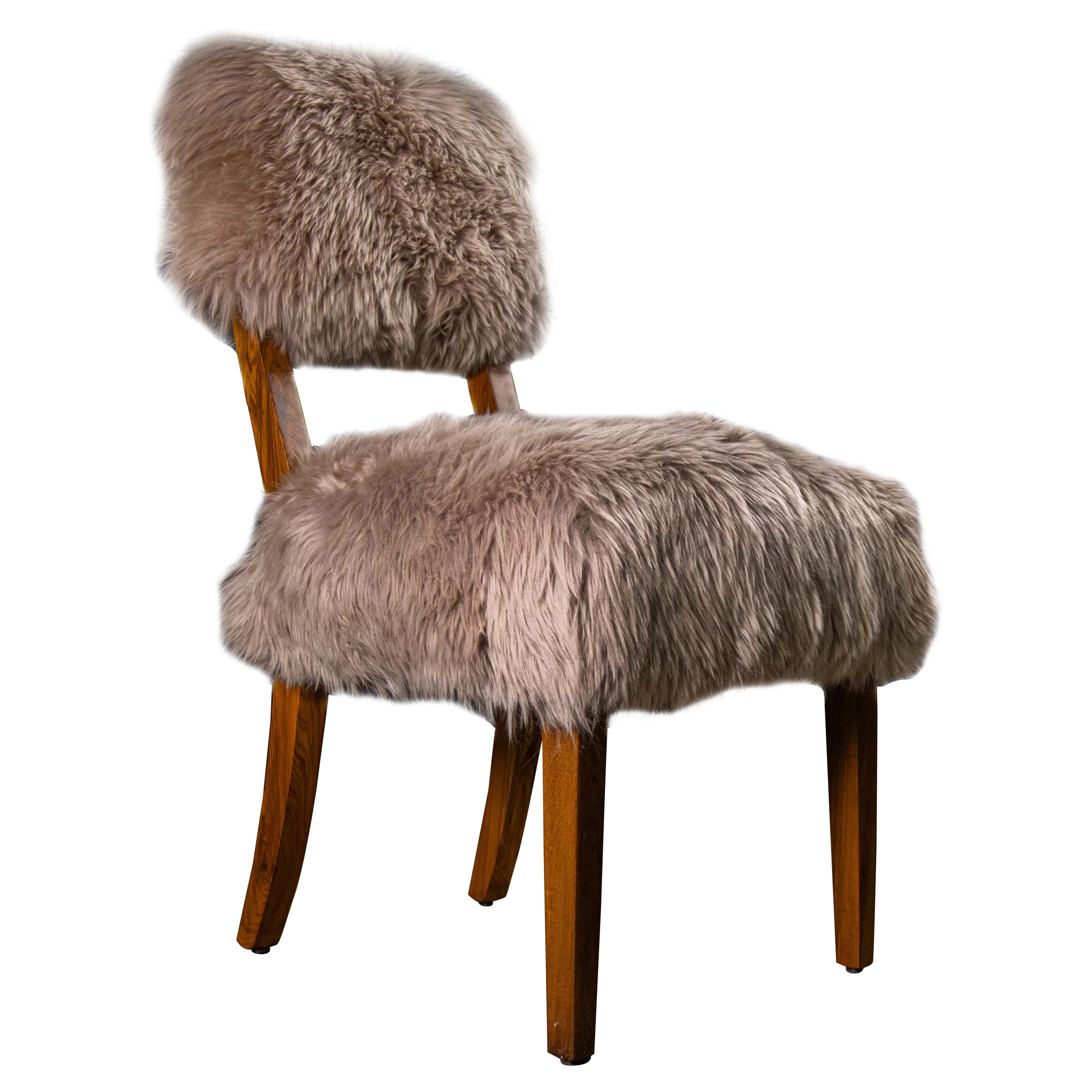 High-Back Dining Chair in Argentine Rosewood and Sheepskin from Costantini, Luca For Sale