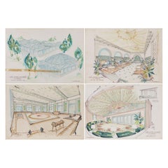 Plans d'école orientalistes du 20e siècle des vues de l'hôtel Youssef Al Khereiji