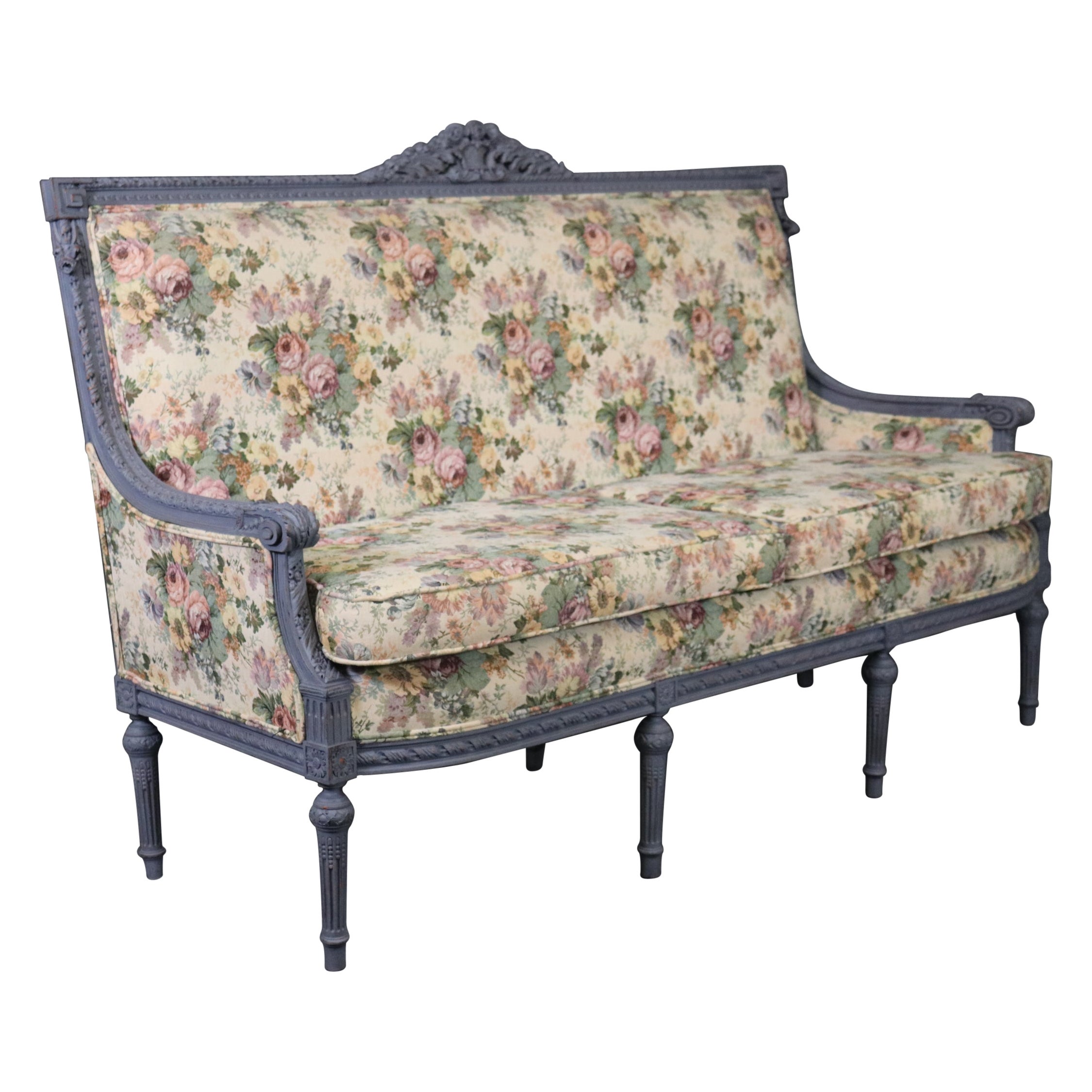 Louis XVI Style Paint Decorated Sofa Settee Love Seat Sofa