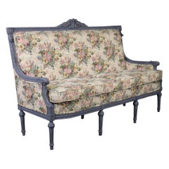 Vintage Louis XVI Style Paint Decorated Sofa Settee Love Seat Sofa