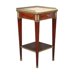 Antique Louis XVI Directoire Style French Mahogany and Marble Top Stand Circa 1910