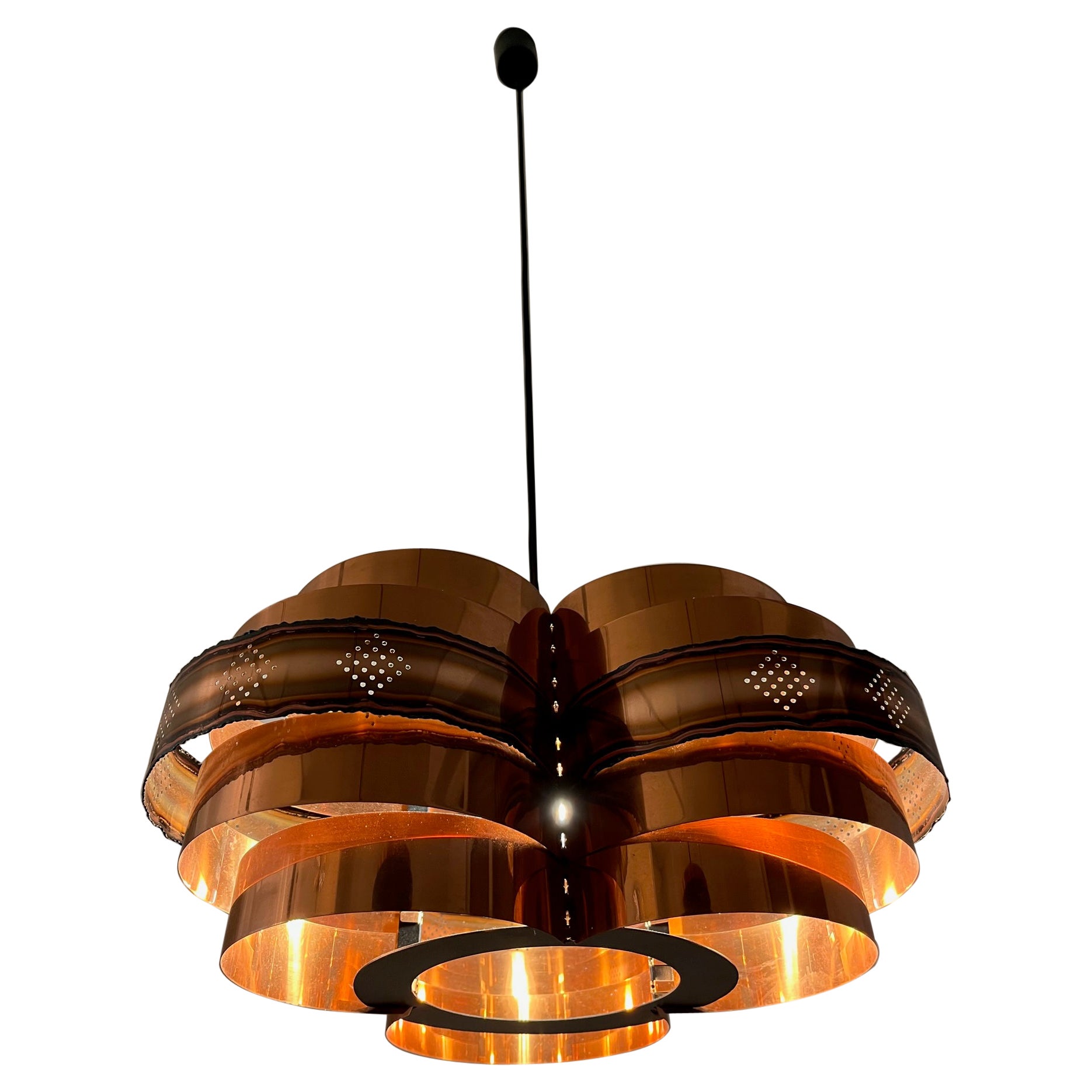 Lampe suspendue danoise en cuivre de Verner Schou vers les années 1960 en vente