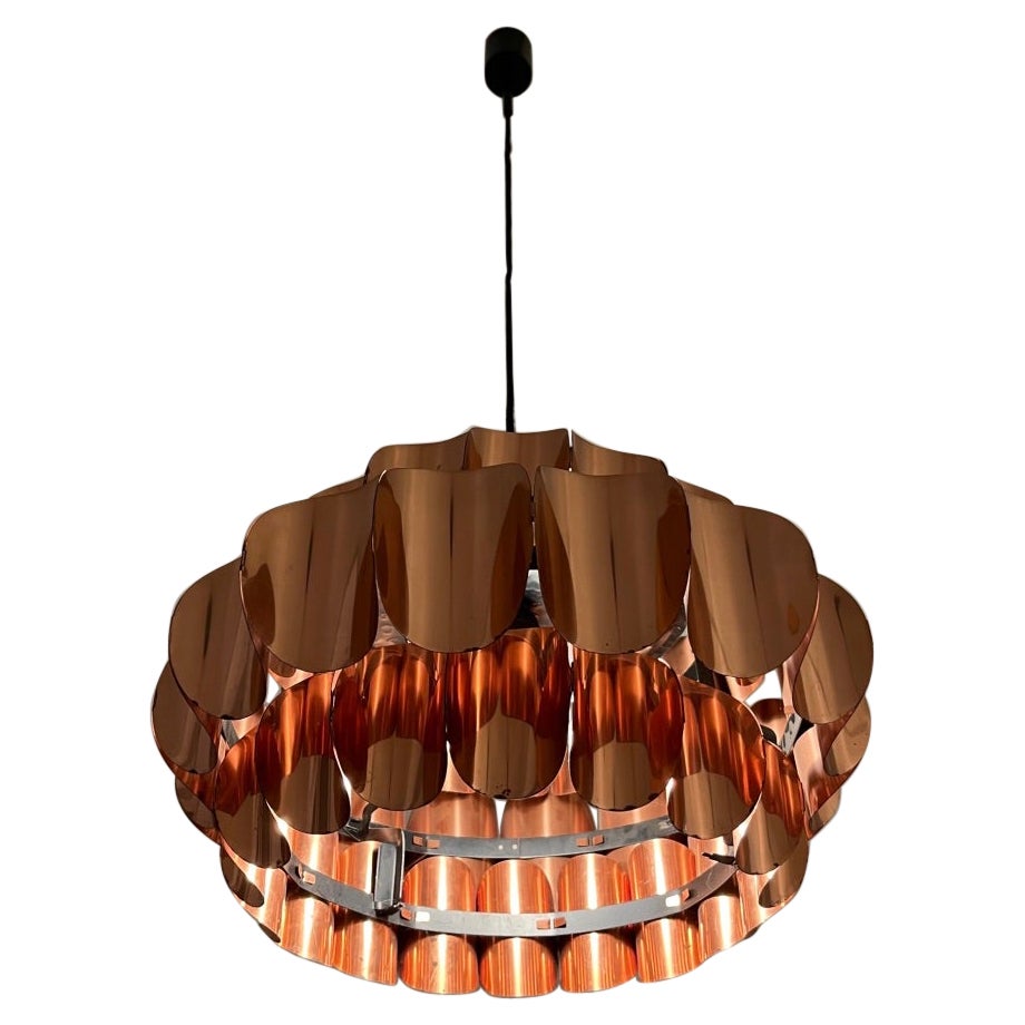 Lampe suspendue en cuivre de Werner Schou, Danemark, vers 1960