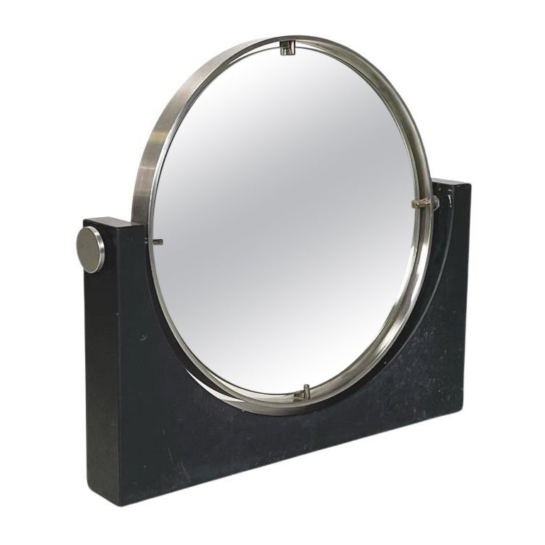 Italian Modern Table Mirror in Slate an Metal by Angelo Mangiarotti, 1980s For Sale