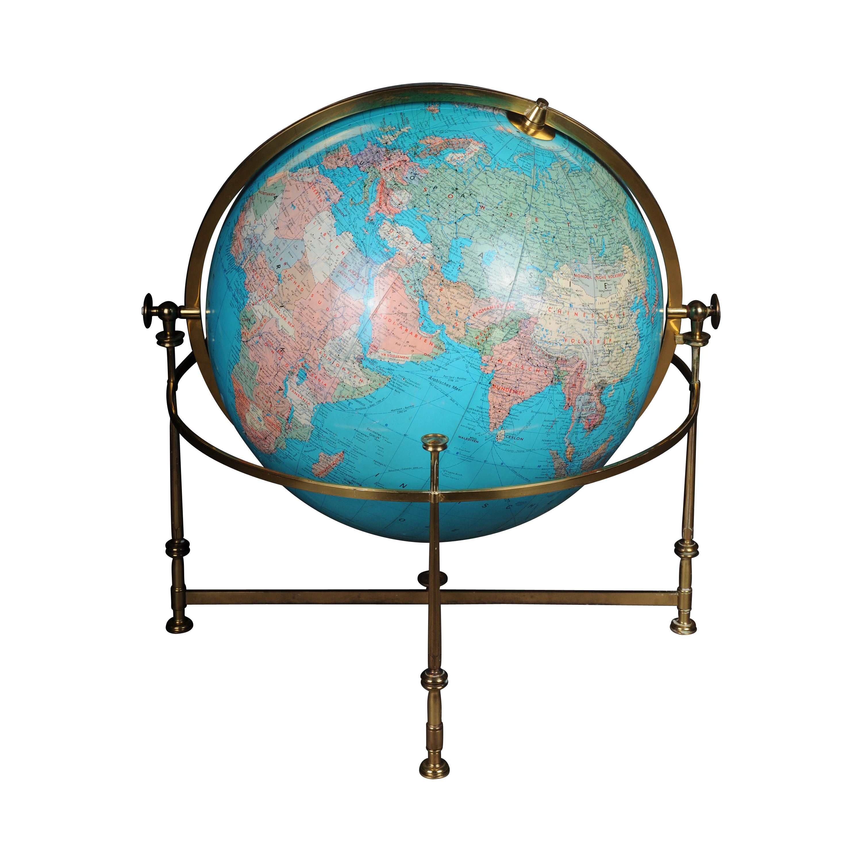 XXL Globe with Lighting from the Publishing House JRO Munich from the 1960s