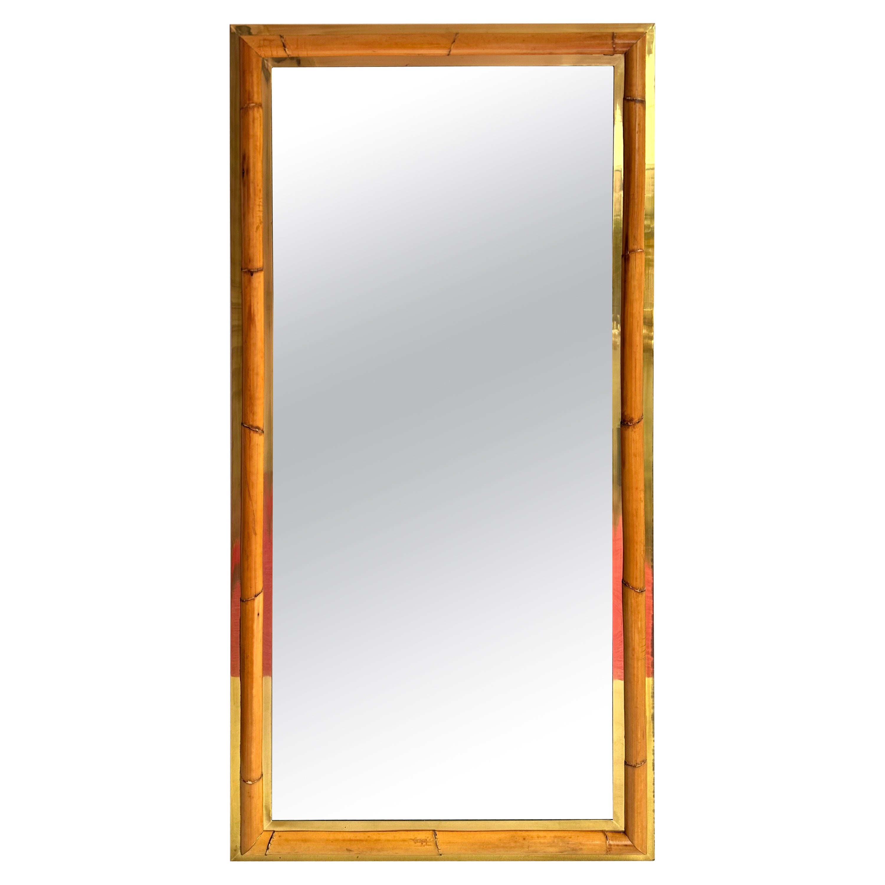 Mirror Bamboo and Brass, Galerie Maison et Jardin, France, 1970s For Sale