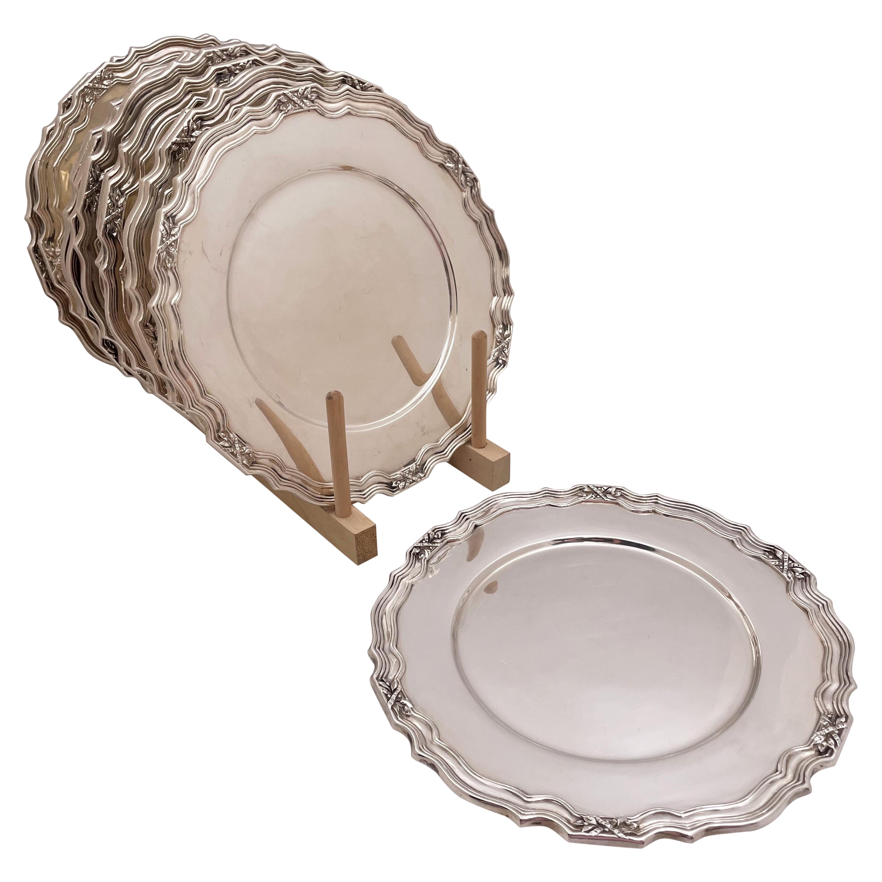 12 Minton Art Nouveau Sterling Silver Overlay Service or Dinner Plates