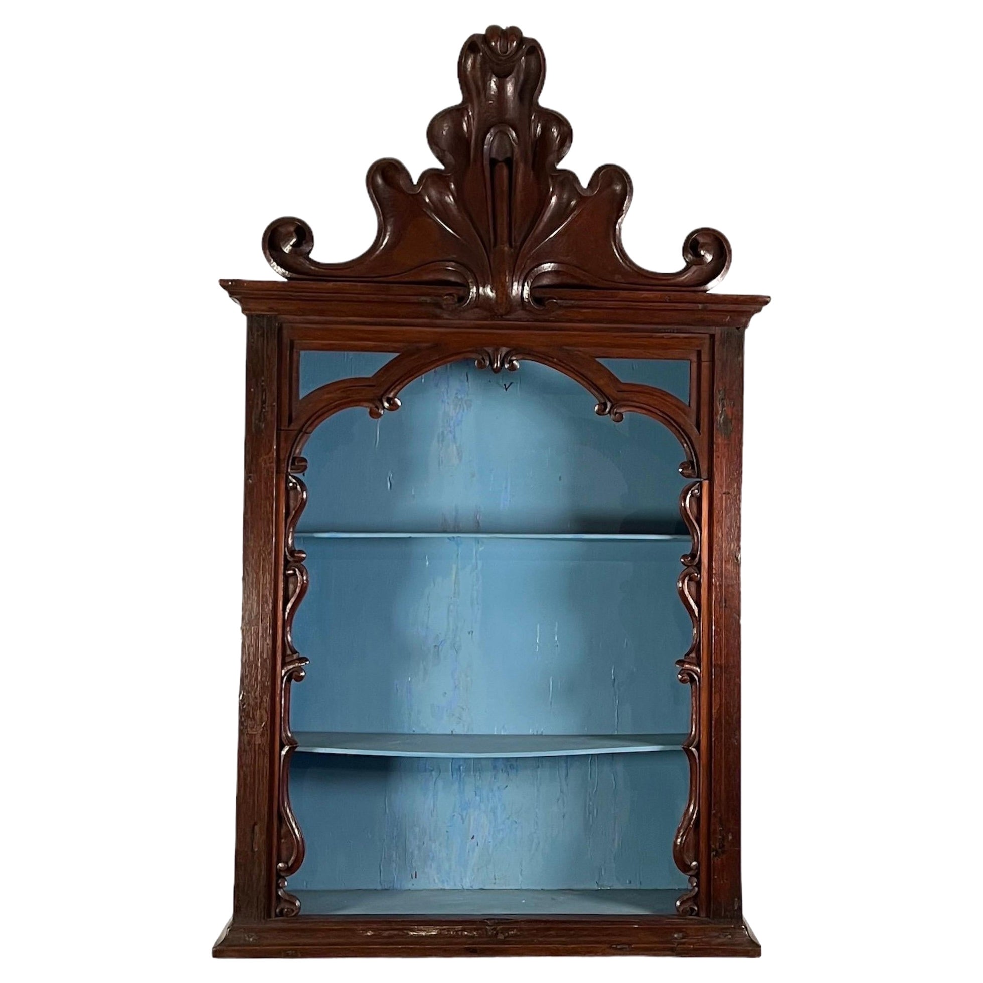 Portuguese, Colonial Carved Hanging Wall Shelf  For Sale
