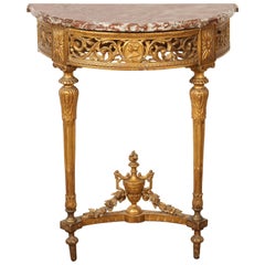 French Gilded Demilune Console