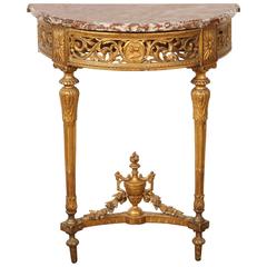 French Gilded Demilune Console 9