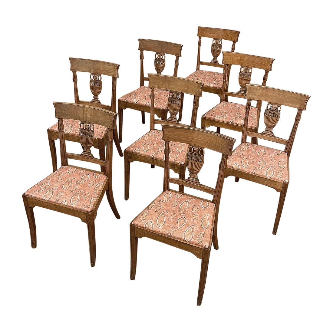 Set of Eight 18th Century Swedish Gustavian Neoclassical Dining Chairs For Sale