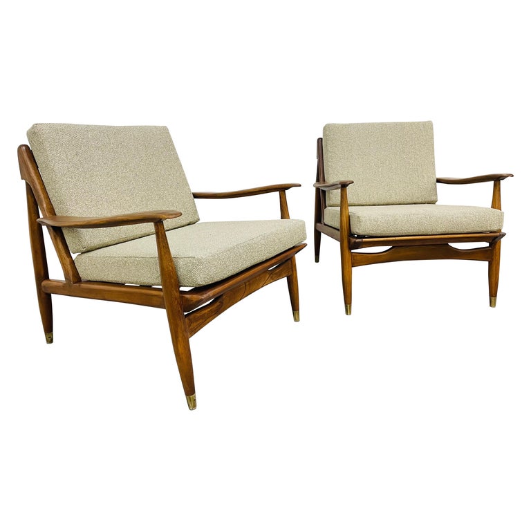MidCentury Modern Walnut Arm Chairs For Sale at 1stDibs