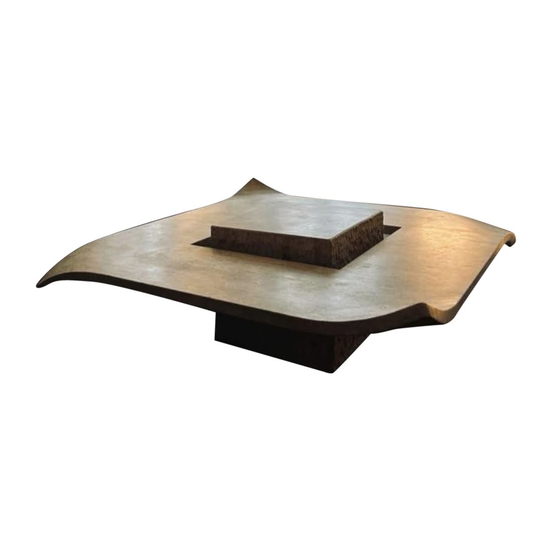 Italian Coffee Table White Travertine with Floating Top 70s, Minimalist &Design