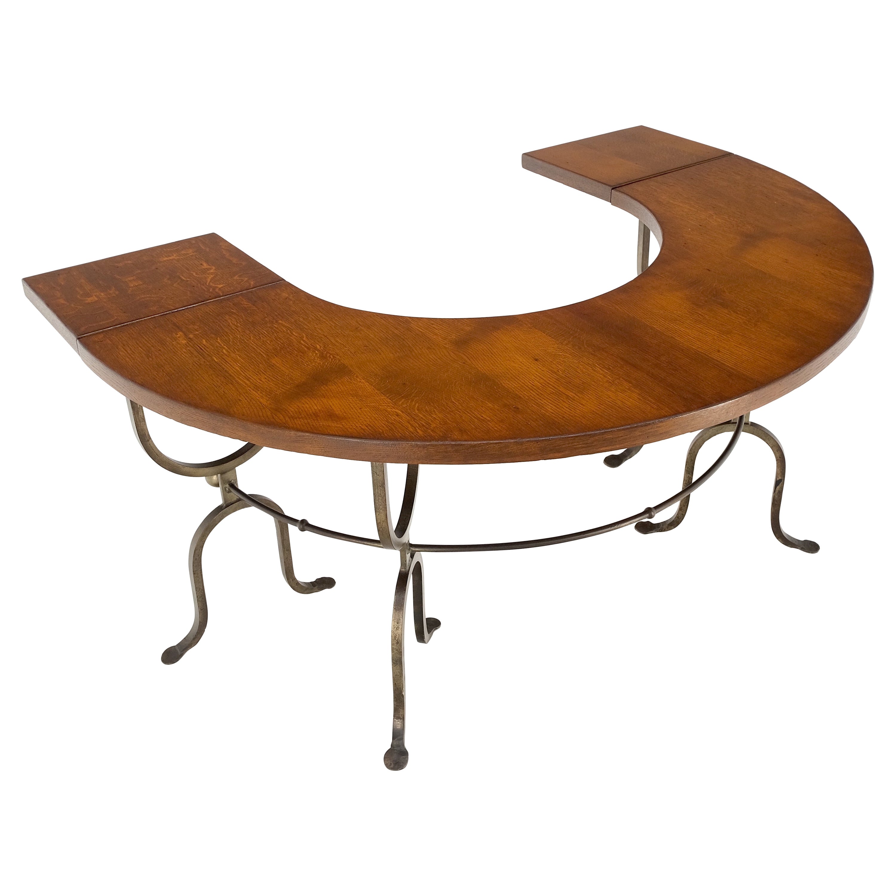 Table demi ronde en forme de fer à cheval Drop Leaf Ends Serving Writing Library Gallery Table en vente