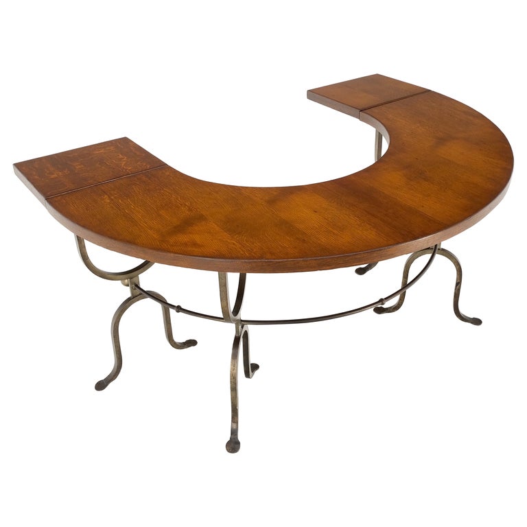 Half Round Horse Shoe Shape Drop Leaf Ends Serving Writing Library Gallery Table For Sale