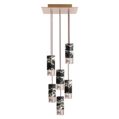 Lamp One 6-Light Chandelier in Black Marble by Formaminima