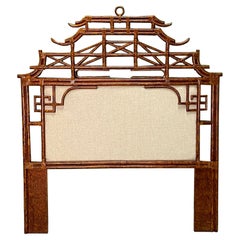 Rattan Tortoise Shell Pagoda Queen Headboard