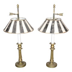 Antique French Directoire Style Brass Table Bedside Lamps