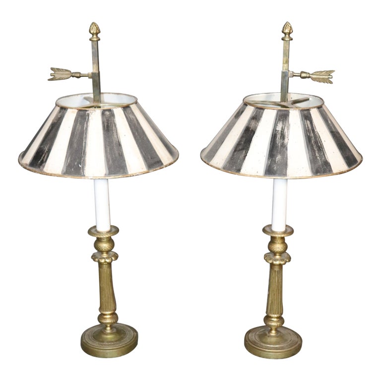 Antique French Directoire Style Brass Table Bedside Lamps For Sale at ...