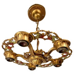 Art Deco 5 Light Cast Iron Chandelier in the Style of Markel
