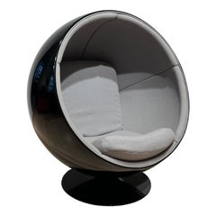Ball Chair by Eero Aarnio and Adelta, Black and Grey Finland, 1980s
