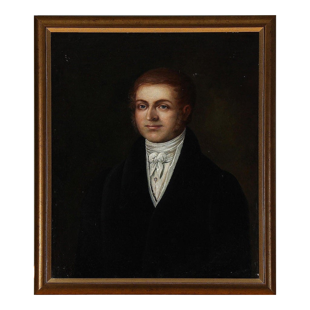 Portrait of a Gentleman, Unknown Artist, Oil on Canvas, Denmark, c. 1800 For Sale
