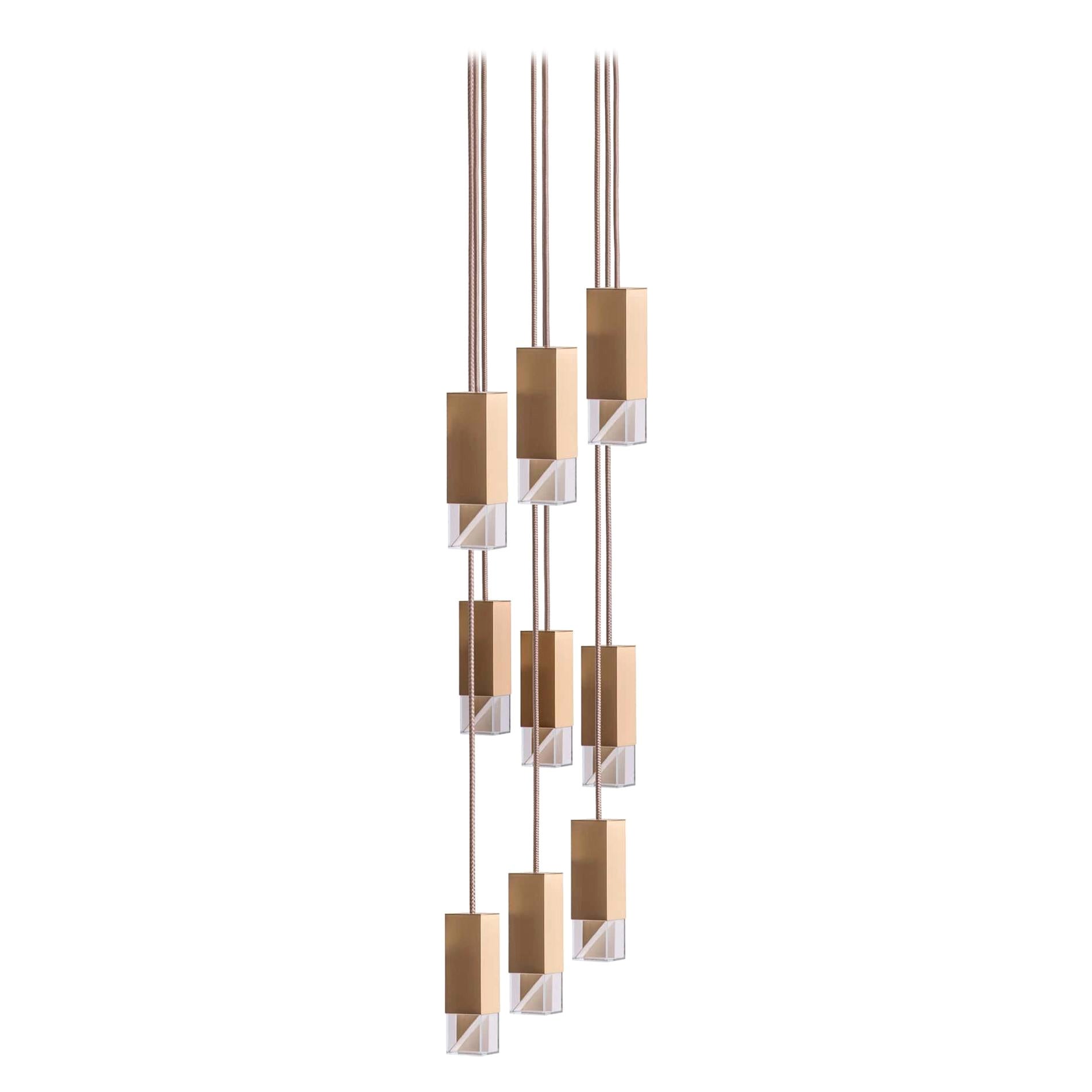 Lamp One 9-Light Chandelier in Brass by Formaminima For Sale