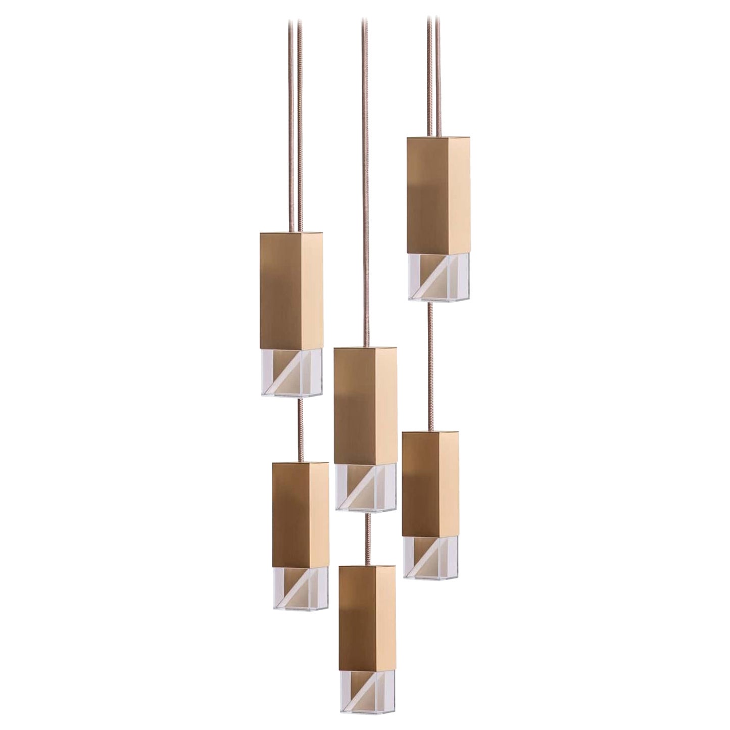 Lamp One 6-Light Chandelier in Brass by Formaminima For Sale