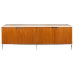 Used Knoll Marble and Teak Double-Sided Credenza Cabinet