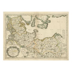 Antique Map of Northern Germany, Including Schleswig-Holstein and Hamburg