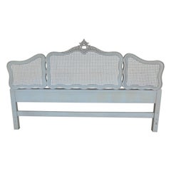 Used Hickory Furniture Louis XV Style French Blue Cane Back King Size Headboard