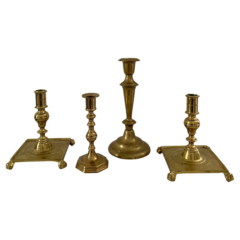 Mid20th Century Brass Candle Holders, Set of 4 For Sale at 1stDibs