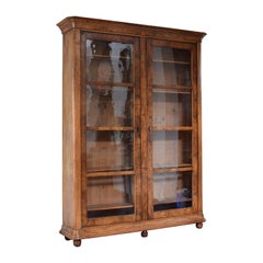 French Louis Philippe Walnut Tall and Shallow 2-Door Bookcase, ca. 1835