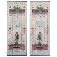 Pair of Neoclassical Style Painted Panels