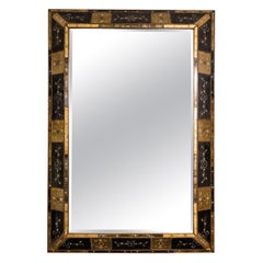 Vintage Eglomise Gold Toned Mirror with Floral Design
