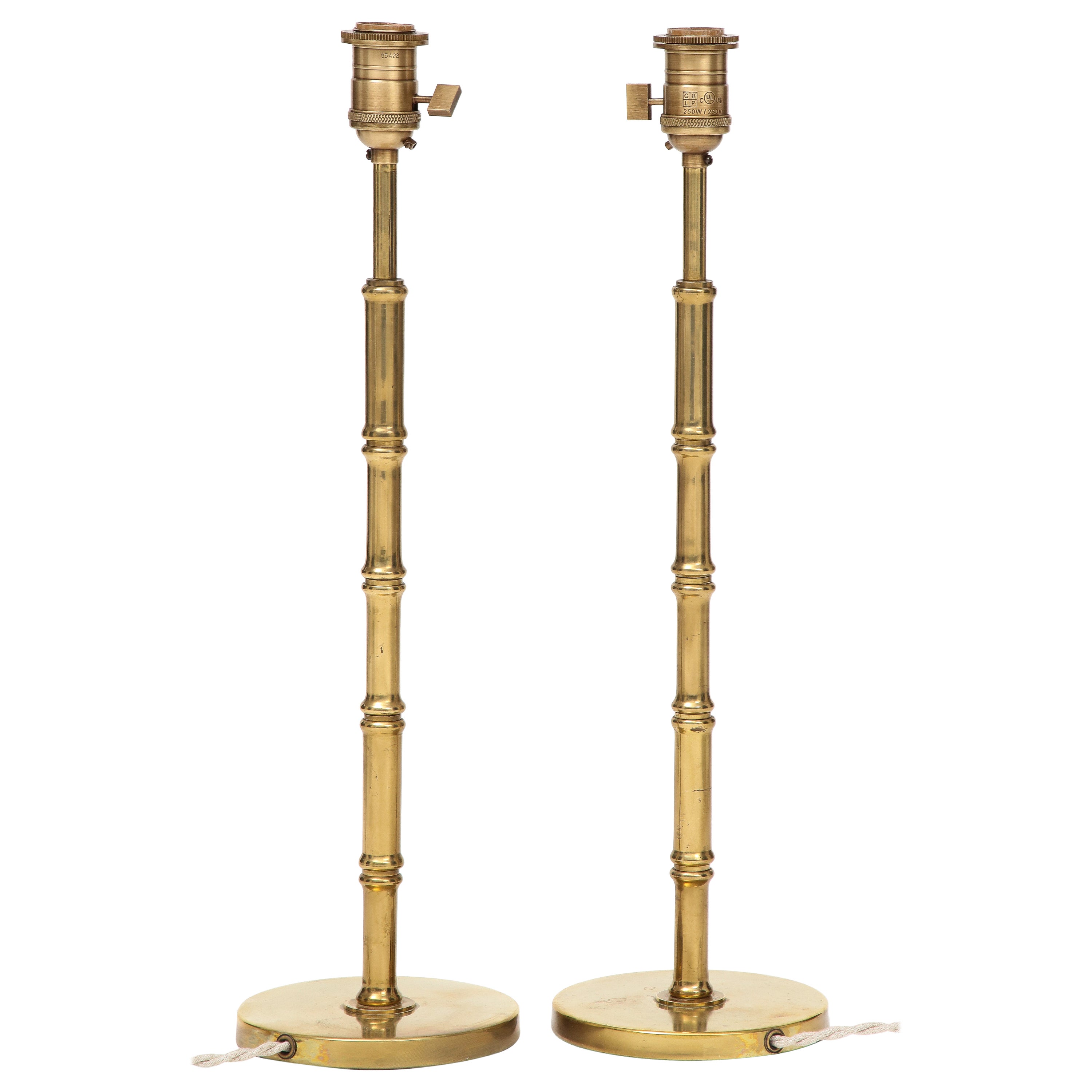 Pair of French Baguès-Style Brass Table Lamps, 1960s For Sale