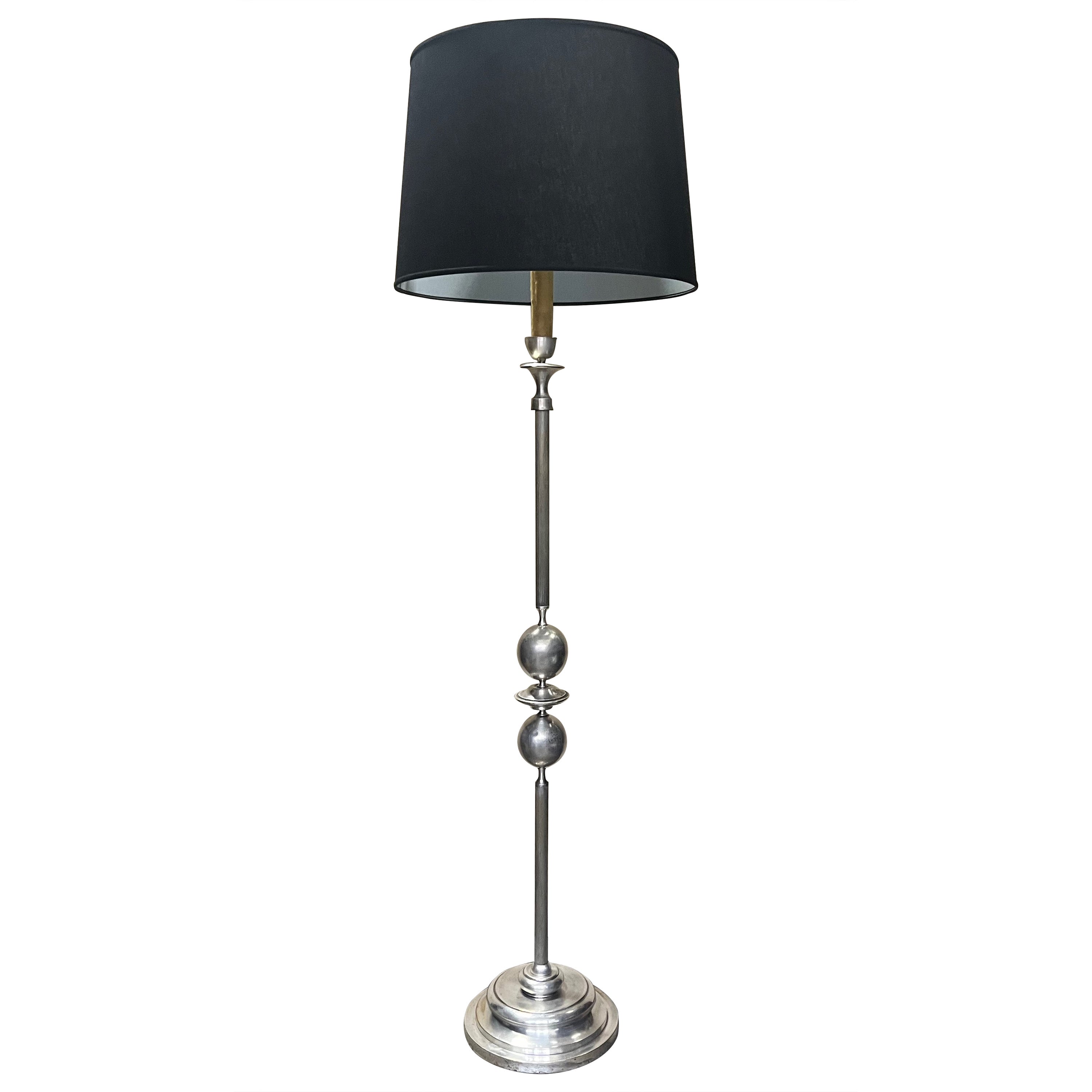 French Mid Century Modern Silvered Floor Lamp
