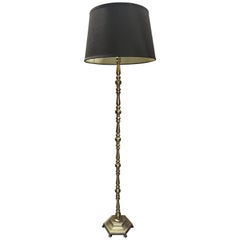 Vintage French 1940’s Polished Brass and Bronze Floor Lamp