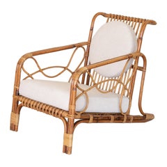 Retro French Rattan Lounge Chair